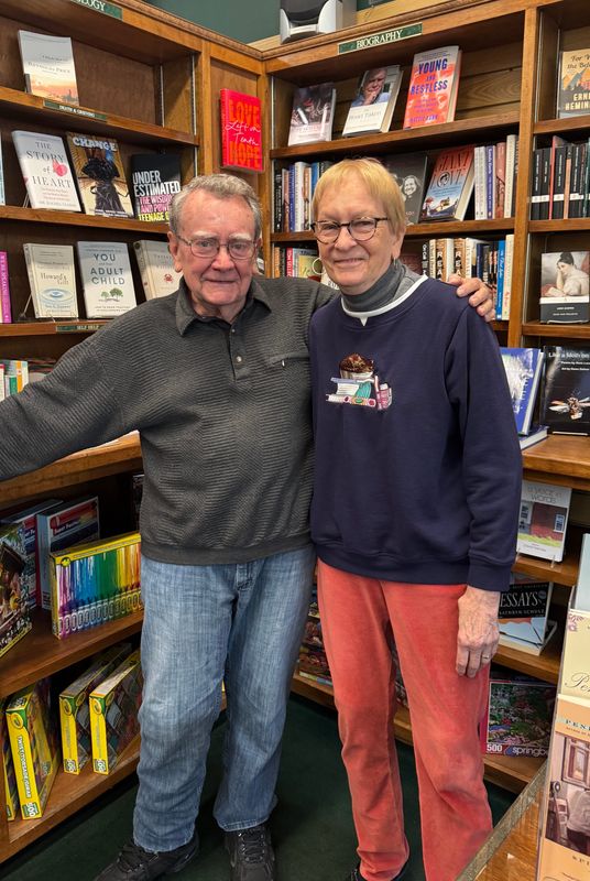 Co-owners Linda Burg (right) and Fred Burg are closing their independent bookstore The Little Read Book, 7603 W. State St., in July.