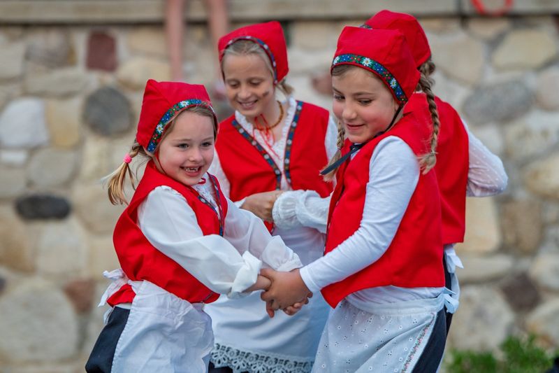 Scandinavian dancers in full costume perform before the arrival and crowing ceremony of the 2023 Fyr Bal Chieftain in Ephraim. The 2025 Fyr Bal, the 60th annual, takes place June 21 in Ephraim.