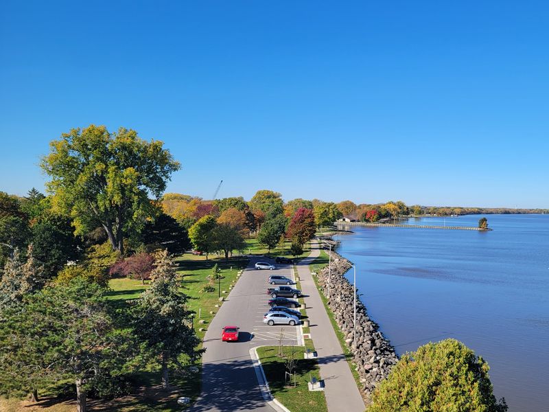 Lakeside Park showed its fall colors, visible from the top of the lighthouse in October 2024.