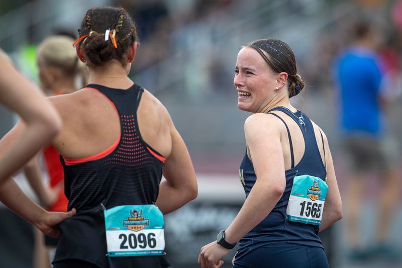 Appleton North's Isabel Parrish reacts after competing in the 100-meter hurdles in Division 1 at the WIAA state track and field championships in La Crosse.