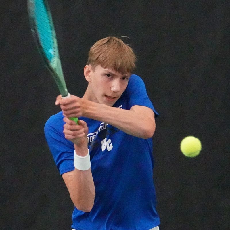 Brookfield Central's Andrey Semin competes in the WIAA state boys team tennis championships, Saturday, June 14, at Nielsen Tennis Stadium in Madison, Wisconsin.