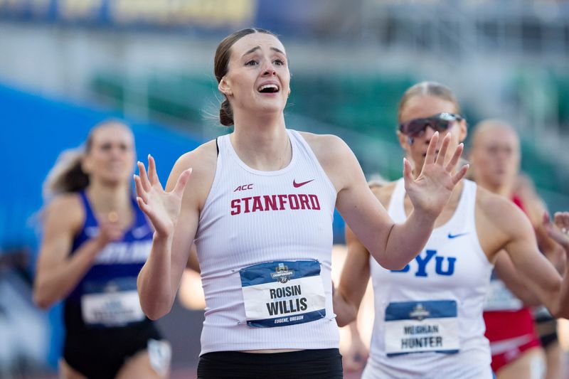 Stanford’s Roisin Willis wins the women’s 800 meters on the final day of the NCAA Outdoor Track and Field Championships on June 14, 2025, at Hayward Field in Eugene.