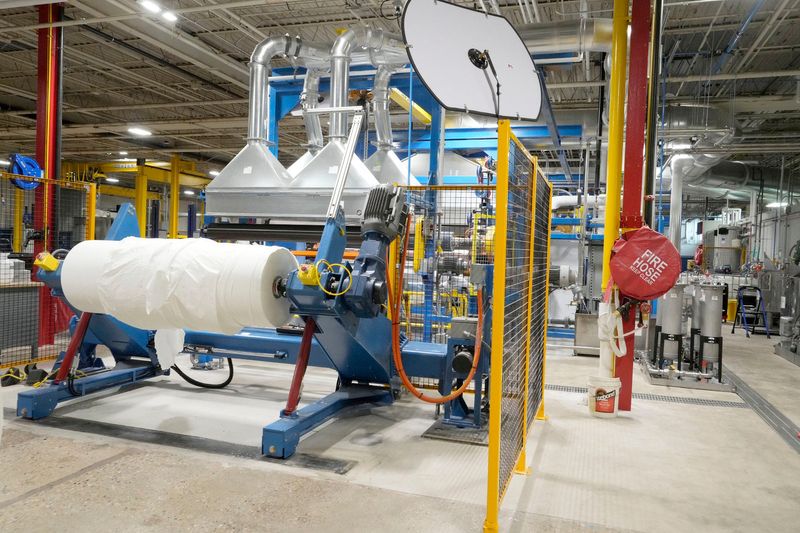 A nonwovens paper converting machine at Sellars Manufacturing newest production facility at 5400 W. Good Hope Rd. in Milwaukee on June 16, 2025. The company is the nation's largest maker of absorbent towels made from recycled cardboard. - Mike De Sisti / Milwaukee Journal Sentinel