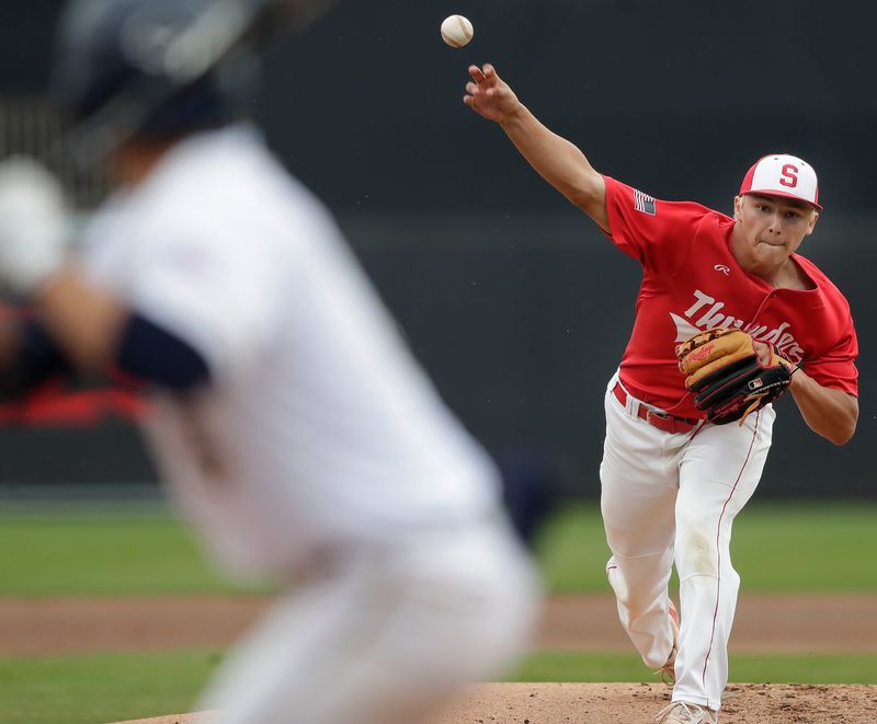 Seymour starting pitcher Xavier Salzman earned the win against La Crosse Aquinas, allowing two runs in five innings in the Thunder's 5-2 victory.