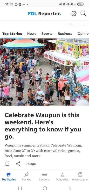Screenshot from the Fond du Lac Reporter app