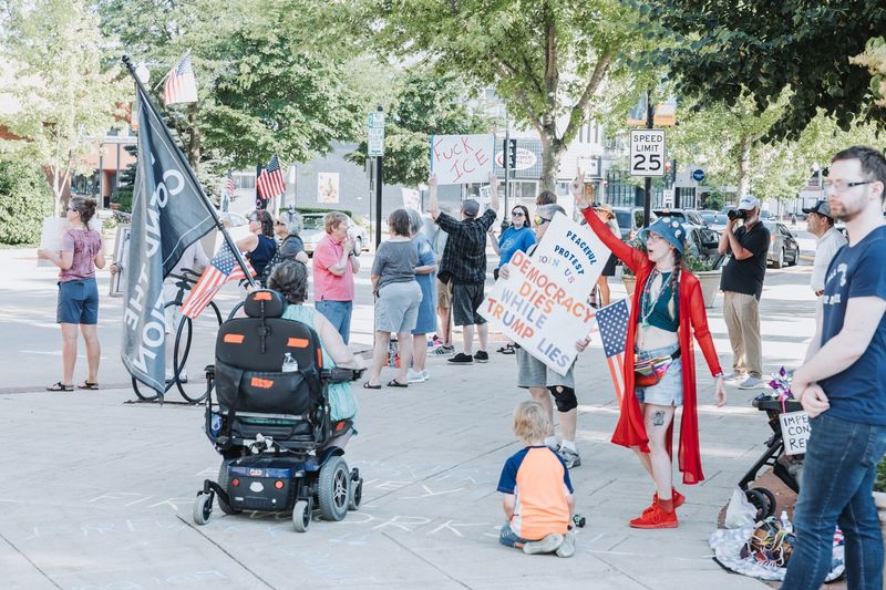 Those opposed to the One Big Beautiful Bill Act staged a rally July 3, 2025, in Opera House Square in Oshkosh.