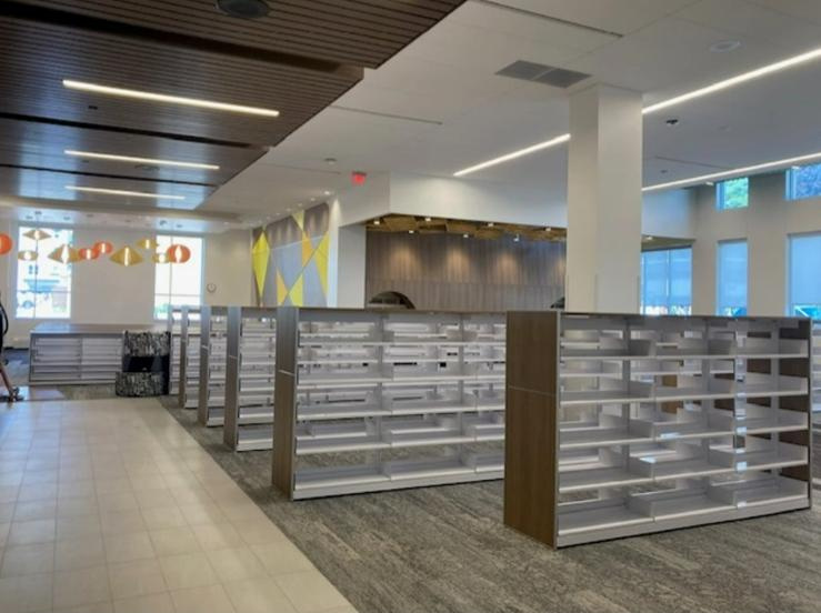 The new King Library's empty shelves will soon be filled with books in preparation for the Sept. 6 grand opening at 2901 N. King Drive. Photo shot on 7/9/2025.