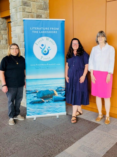 Tracey Koach, Tara Huck, and Peggy Turnbull, who own and run Fresh Water Press in Two Rivers, Wis.