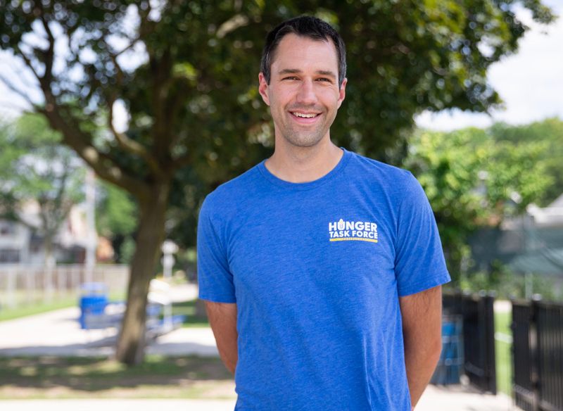 Jonathan Hansen, chief strategy officer at Hunger Task Force at Burnham Park in Milwaukee on July 15, 2025.