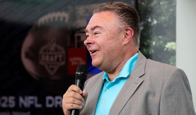 Brad Toll, Discover Green Bay president and CEO, discusses the results of a 2025 NFL Draft economic impact study during a news conference on July 16 at the Discover Green Bay Visitor Center in Ashwaubenon.