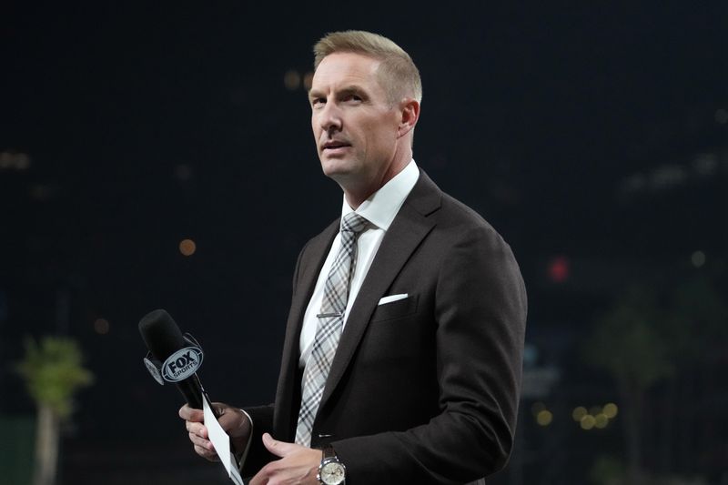 Dec 27, 2023; San Diego, CA, USA; Fox Sports analyst Joel Klatt at the Holiday Bowl at Petco Park. Mandatory Credit: Kirby Lee-USA TODAY Sports