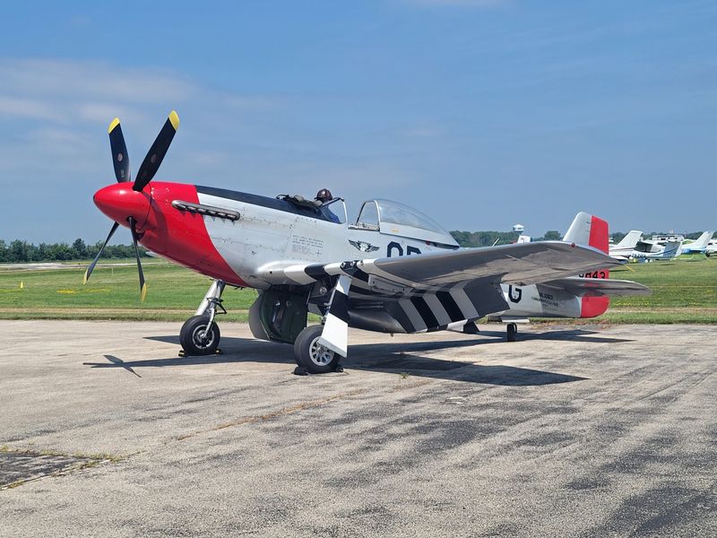 The North American P-51 Mustang is one of the war planes Commemorative Air Force Airbase Georgia offers rides in from the Fond du Lac Skyport during EAA AirVenture.