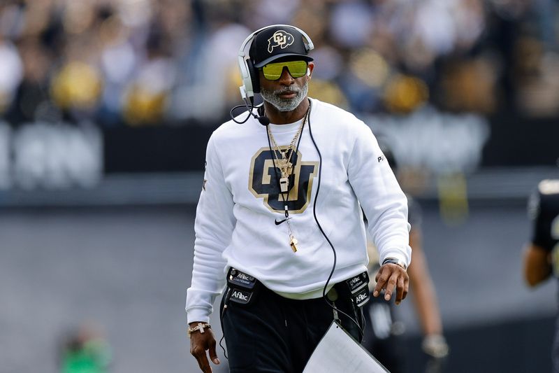 Apr 19, 2025; Boulder, CO, USA; Colorado Buffaloes head coach Deion Sanders during the spring game at Folsom Field. Mandatory Credit: Isaiah J. Downing-Imagn Images