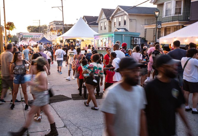 Brady Fest taking over the streets between Van Buren Street and Farwell Avenue, filled with vendors festival-goers in Milwaukee on July 26, 2025.
