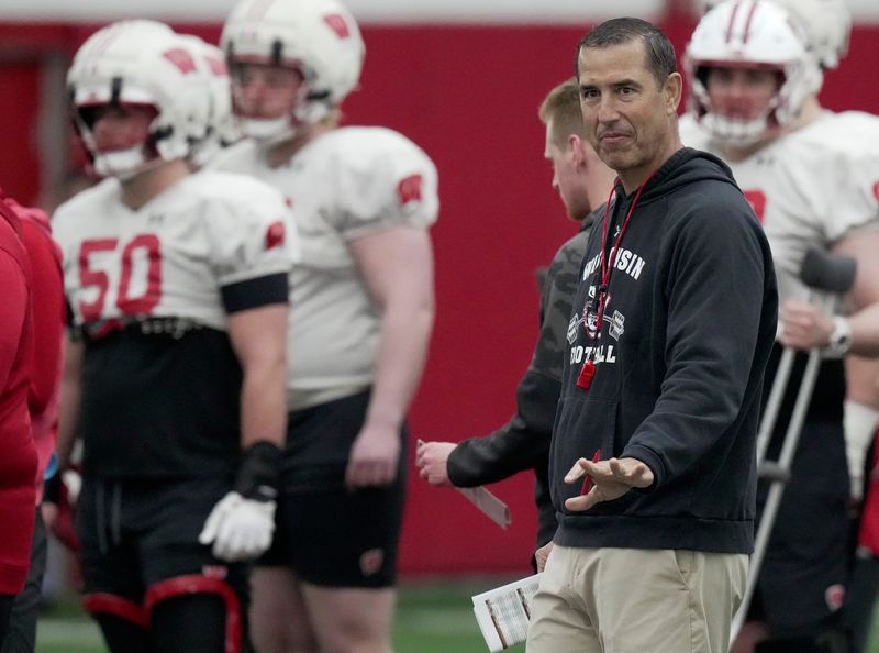 Wisconsin head football coach Luke Fickell is shown during spring football practice Thursday, April 3, 2025 in Madison, Wisconsin. 



Mark Hoffman/Milwaukee Journal Sentinel