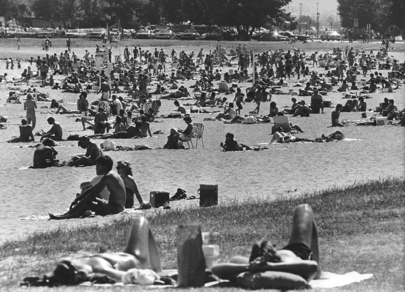 Sun, sand and surf make Grant Park in South Milwauke a popular gathering place during those long, hot days of summer. This photograph was taken in August, 1983.