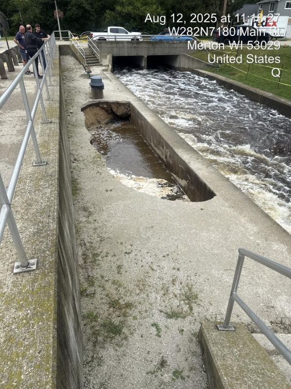 The Hartland Police Department posted this picture of the Merton Millpond Dam.