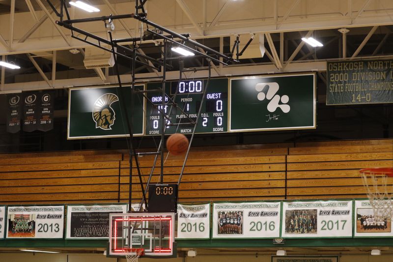 The updated scoreboard at Oshkosh North, thanks to a donation from Indiana Pacers guard Tyrese Haliburton.