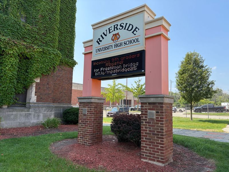 Riverside University High School, at 1615 E Locust St. in Milwaukee, Wis., as seen on Aug. 15, 2025.