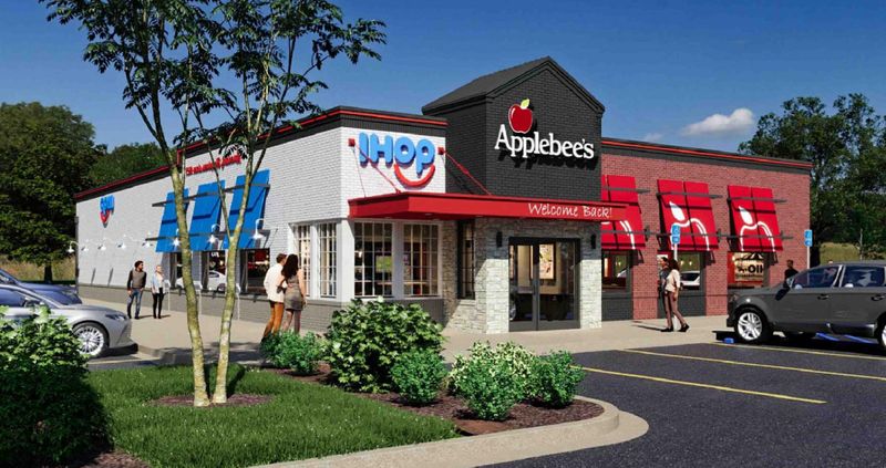 This rendering shows how the former Applebees at 3100 Golf Road would be updated to a new dual-brand Applebee's-IHOP restaurant in Delafield. The site plan was brought to the city's Plan Commission on July 30. The city is awaiting a business operation plan that would provide more details.