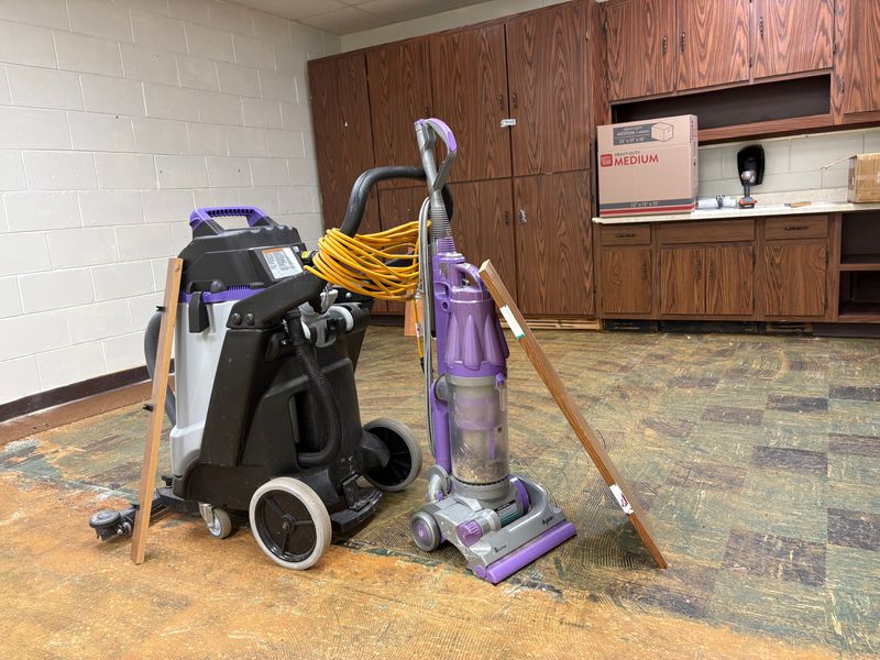 A classroom at Journeys Lutheran School, 5425 S. 111th St., Hales Corners, shows flood damage. Like much of the school, the classroom is being deep-cleaned and refloored after severe flooding damaged the area.