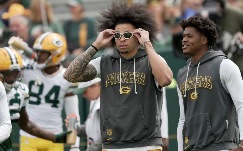 Packers receiver Christian Watson, shown before a preseason game against the Seahawks in August, says he trusts his knee 100% after rehabbing a torn ACL.