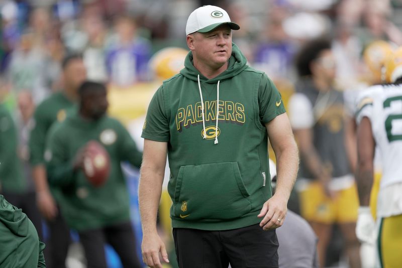 Green Bay Packers offensive senior assistant Luke Getsy is shown before their preseason game against there Seattle Seahawks Saturday, August 23, 2025 at Lambeau Field in Green Bay, Wisconsin.