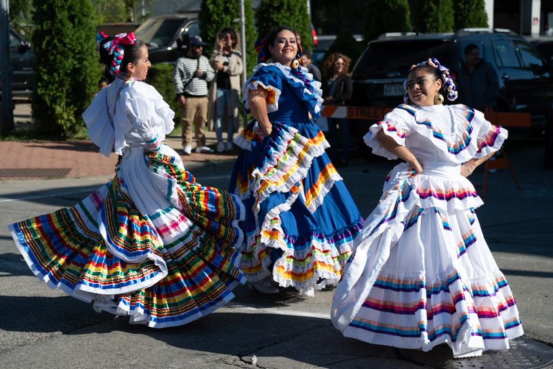 Mexican folkloric dancers perform at VIA Community Development Corporation's Silver City Fest on Sept. 7, 2024, in Milwaukee, Wisconsin.