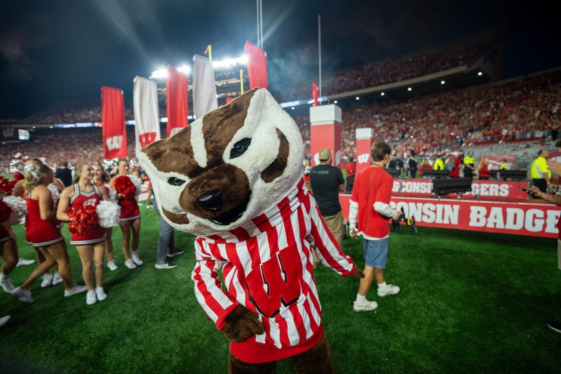 Wisconsin mascot Bucky Badger is shown before the their game against Miami (Ohio) Thursday, August 28, 2025 at Camp Randall Stadium in Madison, Wisconsin.