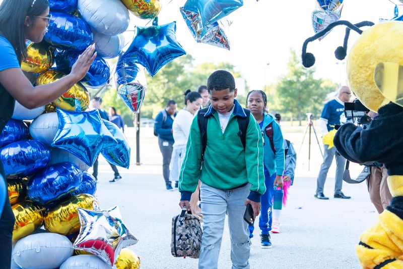 Students are greeted by staff on the first day of school, Sept. 2, 2025, at Browning Elementary School. The school is one of 23 that could add sixth grade for the 2026-27 school year.