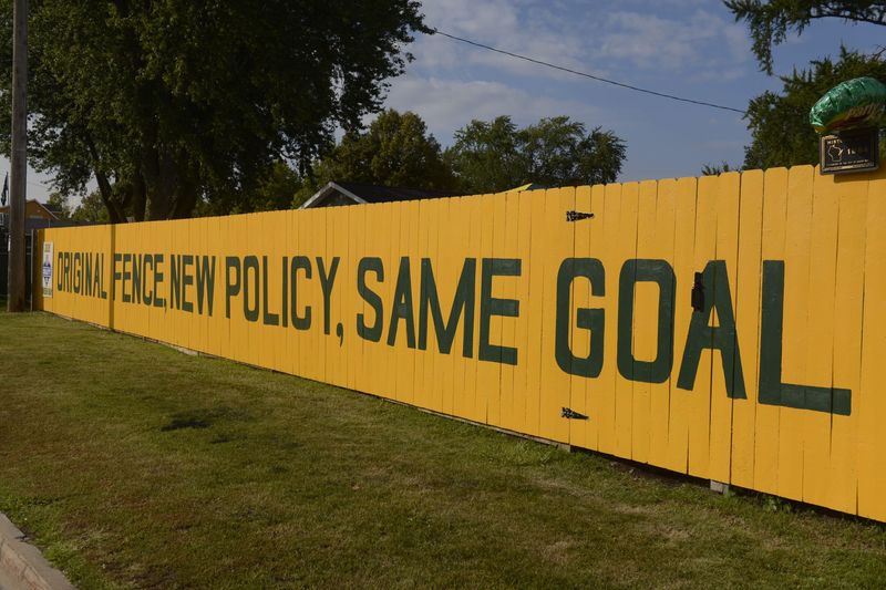 The Packers fence at 1177 Shadow Lane, Green Bay, shown on Sept. 3, 2025, is the first of the Lombardi Avenue fences to be painted for the coming season, which begins on Sept. 7.
