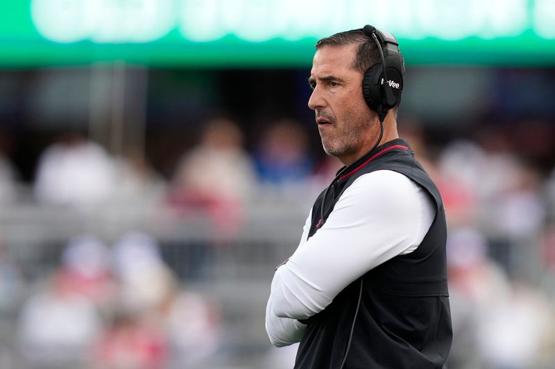 Sep 6, 2025; Madison, Wisconsin, USA; Wisconsin Badgers head coach Luke Fickell looks on against the Middle Tennessee Blue Raiders during the first half at Camp Randall Stadium. Mandatory Credit: Kayla Wolf-Imagn Images