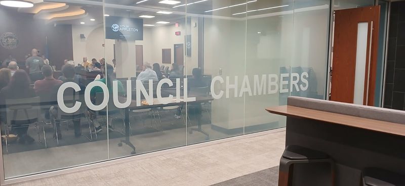 Members of the public sit in on a Safety and Licensing Committee meeting of the Appleton Common Council on September 10, 2025 in Appleton, WI.