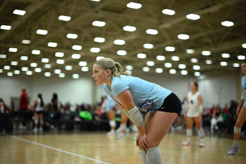 Abbotsford senior setter Faith Sperl rests between sets while competing with Wisconsin Ice Premier Volleyball Club (Photo/Wisconsin Ice Premier Volleyball club).