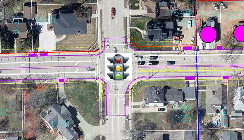 A screenshot of the 30% design plan for the reconstruction of Business 51/Division Street in Stevens Point approved by the Common Council in 2024.