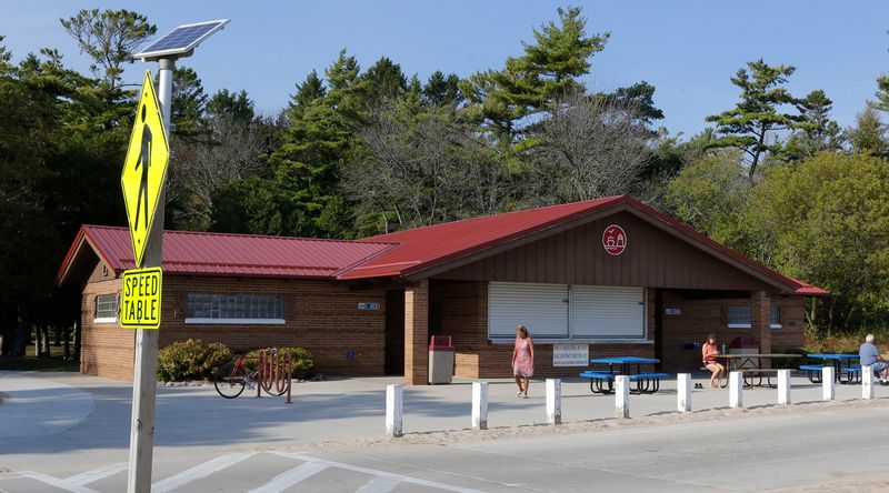 The changing area and concession stand at Neshotah Beach, as seen Wednesday, Sept. 17, 2025. Two Rivers leaders and the community are debating what can be done about the aging facility.