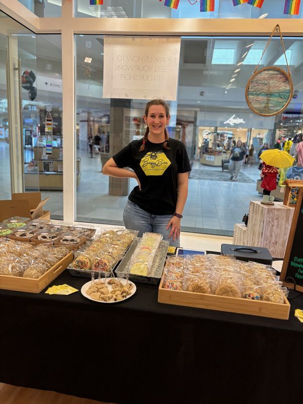 Sarah Besaw, owner of Busy Bee Custom Confections, operates as a pop-up business selling her creations at local brick-and-mortar shops.