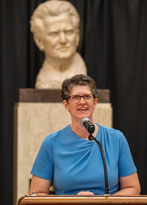 State Superintendent of Public Instruction Jill Underly delivers her annual state of education address in 2025 at the Capitol in Madison.