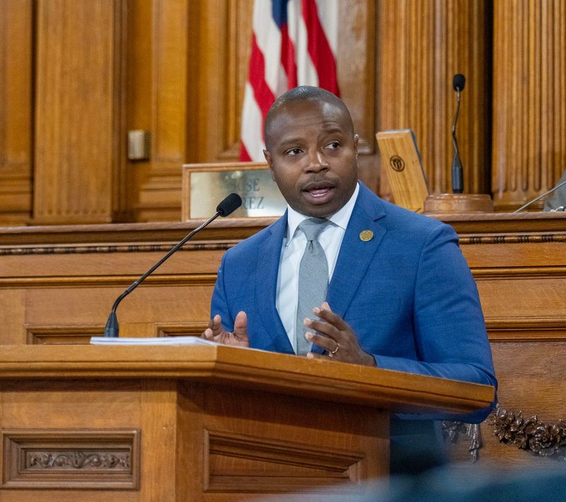 Milwaukee Mayor Cavalier Johnson shares his 2026 city budget with the Milwaukee Common Council in the Common Council chambers at City Hall in Milwaukee, Wisconsin on Sept. 23, 2025.