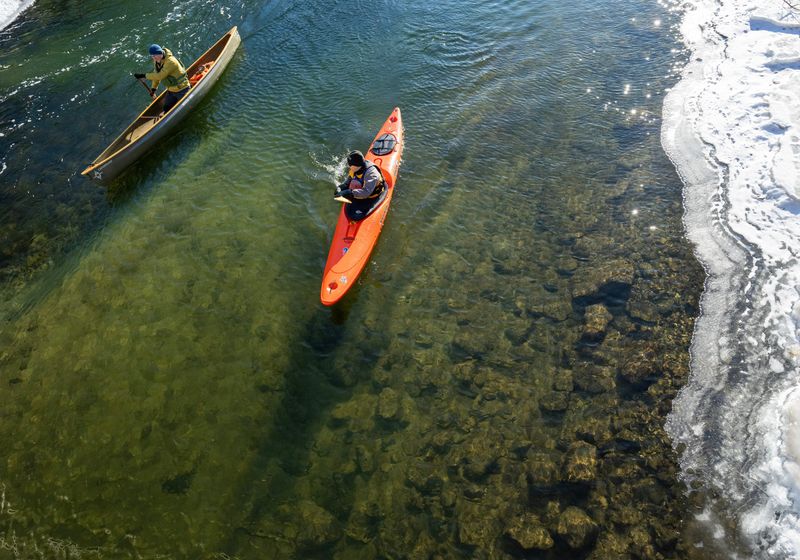 Darren Bush, left, and Dan York paddle on the Yahara River Friday, January 17, 2025 in Madison, Wisconsin.



Mark Hoffman/Milwaukee Journal Sentinel