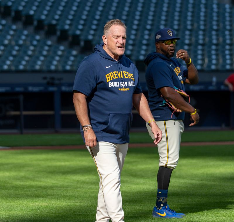 Milwaukee Brewers manager Pat Murphy is seen during the Milwaukee Brewers open workout ahead of the National League Division Series on Tuesday September 30, 2025 at American Family Field in Milwaukee, Wisconsin.