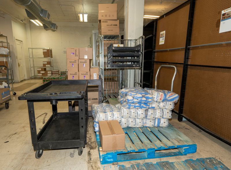 The Emergency Food Pantry backroom stock at the Milwaukee Community Crossroads on Friday October 3, 2025 in Milwaukee, Wisconsin.