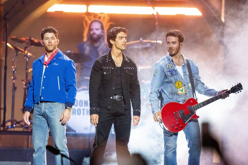 The Jonas Brothers perform in Des Moines, Iowa, on Oct. 5, 2025, as part of their Jonas 20: Greetings from Your Hometown tour.