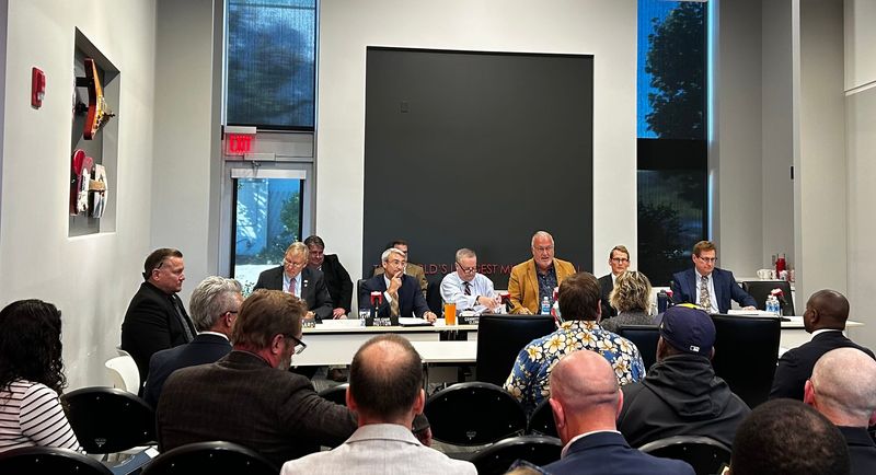 Members of the Wisconsin Senate Committee on Transportation and Local Government hold a public testimony hearing on a bill which would allow for red light cameras that automatically cite speeding drivers to be used in the city.