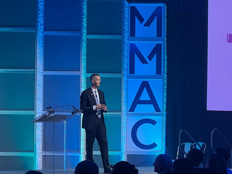Dale Kooyenga, president of MMAC, speaks at the Baird Center on Oc. 9, 2025 at the MMAC all membership gathering.