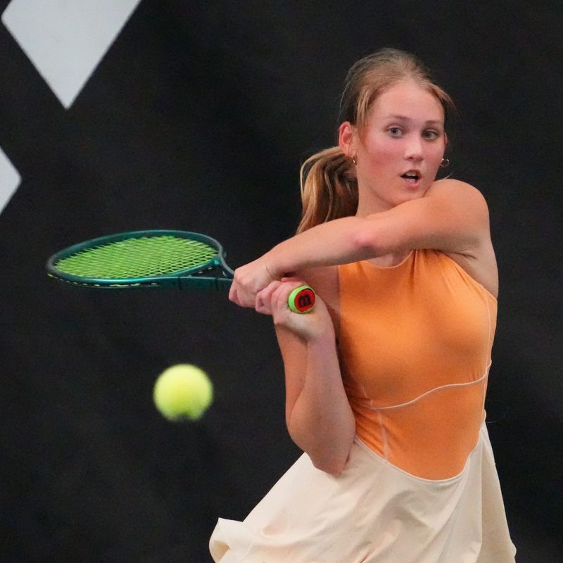 West De Pere's Lexie Hankel plays a Division 1 singles match in the 55th annual WIAA girls tennis individual state championships on Saturday, Oct. 18, 2025, at Nielsen Tennis Stadium in Madison, Wisconsin.
