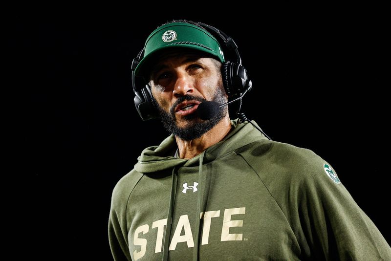 Oct 10, 2025; Fort Collins, Colorado, USA; Colorado State Rams head coach Jay Norvell after the game against the Fresno State Bulldogs at Sonny Lubick Field at Canvas Stadium. Mandatory Credit: Isaiah J. Downing-Imagn Images