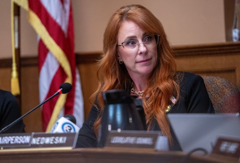 Rep. Amanda Nedweski (R- Pleasant Prairie) is shown during a meeting of the Assembly Committee on Government Operations hearing on sexual misconduct and grooming in Wisconsin schools Thursday, October 23, 2025 at the Capitol in Madison, Wisconsin. The hearing is on the heels of a published report that found the state Department of Public Instruction investigated more than 200 Wisconsin teachers, aides, substitutes and administrators from 2018 to 2023 who were accused of sexual misconduct or grooming behaviors toward students — information previously unknown to the public.