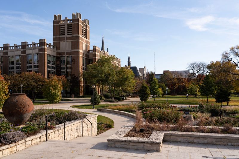 The view of Marquette University from the steps of St. Joan of Arc Chapel in Milwaukee, Wisconsin, on the morning of Oct. 28, 2025.