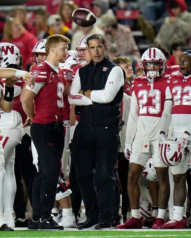 Wisconsin Badgers head coach Luke Fickell is seen during the second half of the game against the Iowa Hawkeyes, October 11, 2025, at Camp Randall in Madison